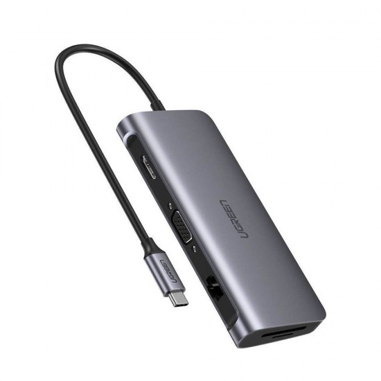 Ugreen USB-C Docking Station με 4K PD Ethernet και συνδεση 2 Οθονών Γκρι (40873) (UGR40873)