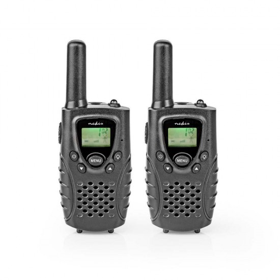 Nedis Walkie Talkie με Μονόχρωμη Οθόνη Σετ 2τμχ (WLTK0800BK) (NEDWLTK0800BK)