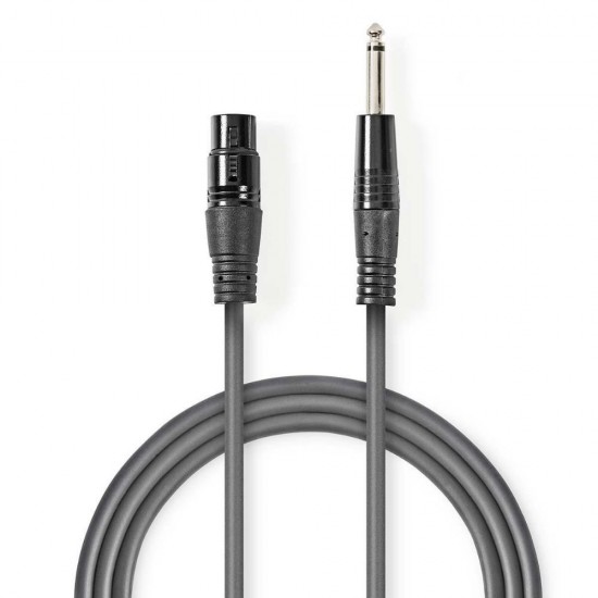 Nedis Cable XLR female - 6.3mm male 10m (COTG15120GY100) (NEDCOTG15120GY100)