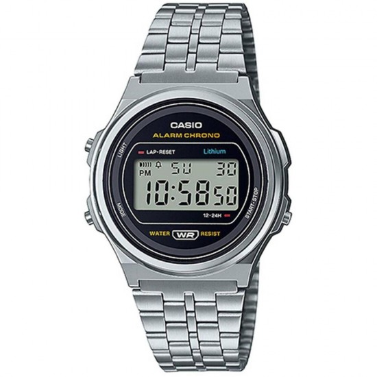 Casio Vintage Round Ψηφιακό Ρολόι Μπαταρίας με Ασημί Μεταλλικό Μπρασελέ (A171WE-1AEF) (CASA171WE-1AEF)