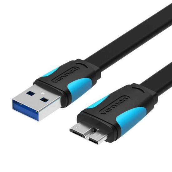 VENTION Flat USB 3.0 A Male to Micro B Male Cable 1M Black (VAS-A12-B100) (VENVAS-A12-B100)