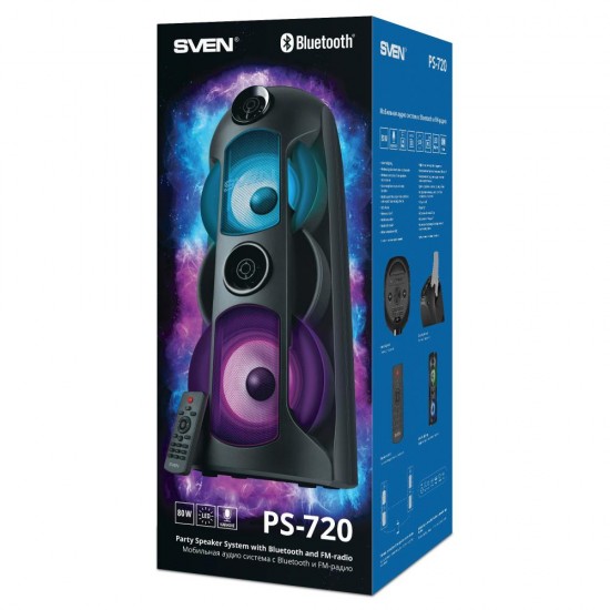 Sven 2.0 Portable Speaker PS-720 Black 2x40W Bluetooth (SV-019600)