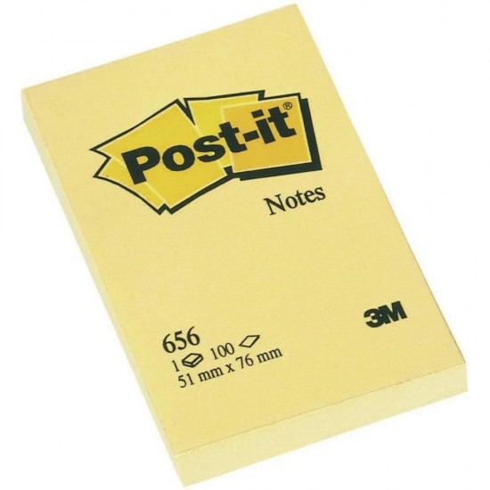 Αυτοκόλλητα Χαρτάκια 3M Post-it 76 x 51 mm (Κίτρινα) (1200 Φύλλα) (Πακέτο των 12) (656CY) (MMM656CY)