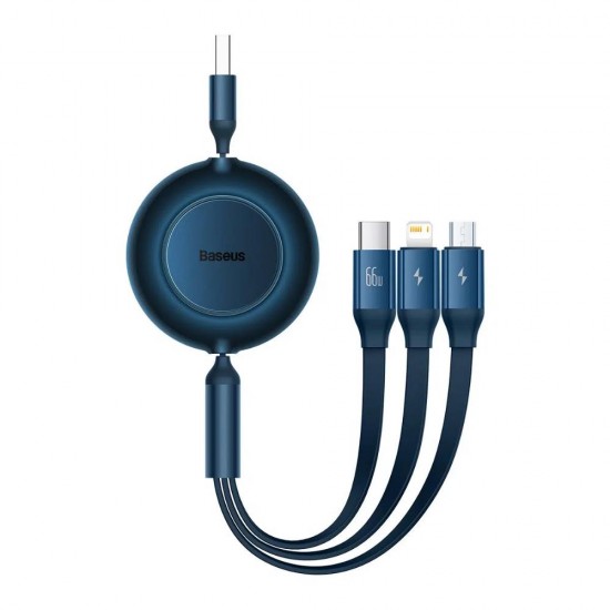 Baseus Καλώδιο USB 3σε1 για MicroUSB/USB-C/Lightning Bright Mirror 3 66W/2A 1.1m Μπλε (CAMJ010103) (BASCAMJ010103)