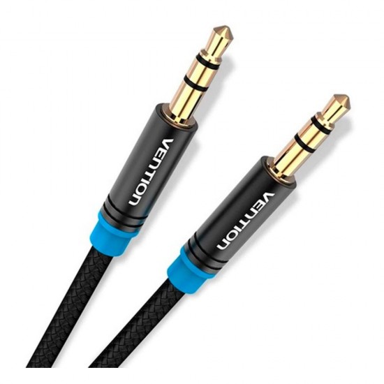 VENTION Cotton Braided 3.5mm Male to Male Audio Cable 0.5M Black Metal Type (High-End Series) (P350AC050-B-M) (VENP350AC050-B-M)