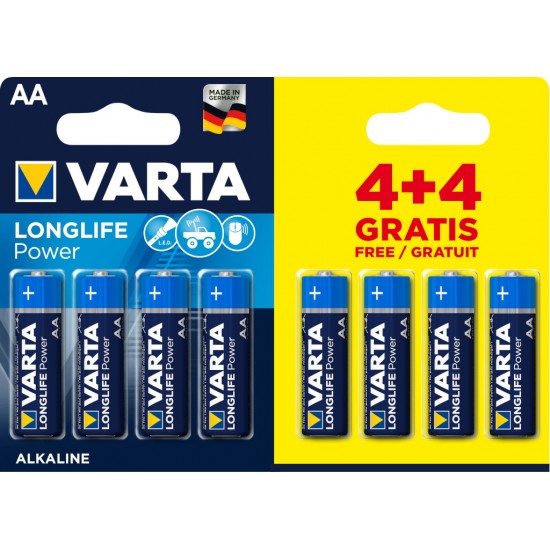 VARTA 4906 συσκ.8 AΛΚΑΛΙΚΗ LONGLIFE POWER AA (4+4)