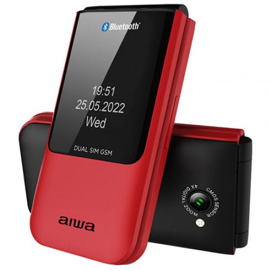 AIWA SLIM BT CLAMSHELL FLIP-STYLE DUAL SIM PHONE RED