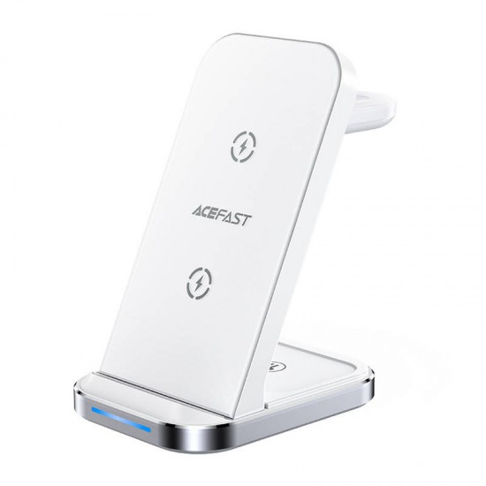 Inductive charger 3in1 Qi with stand Acefast E15 15W (white)