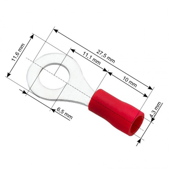 Ακροδέκτης οπής 6.5mm σετ 100τμχ