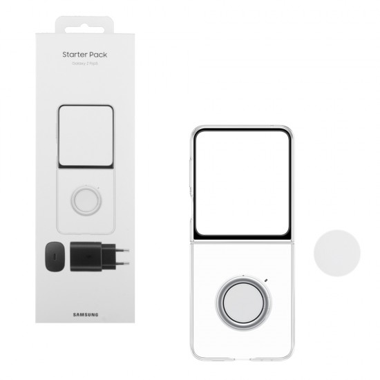 ΘΗΚΗ SAMSUNG Z FLIP 5 5G F731 GADGET CLEAR COVER EF-XF73KKTEGWW TRANSPARENT +TA800 CHARGER PACK PACKING OR