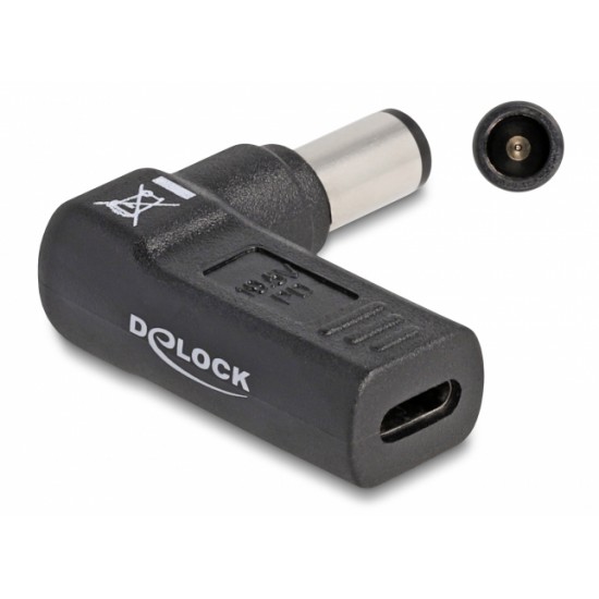 DELOCK αντάπτορας τροφοδοσίας 60008, USB-C σε Dell 7.4x5mm, 90°, μαύρος