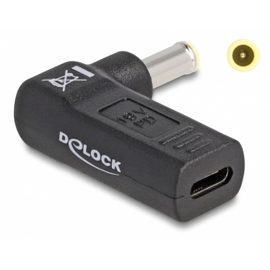 DELOCK αντάπτορας τροφοδοσίας 60013 USB-C σε Samsung 5.5x3mm, 90°, μαύρο