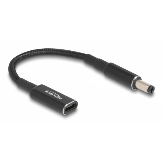 DELOCK καλώδιο τροφοδοσίας 60039, USB-C σε 5.5x2.1mm, 15cm, μαύρο