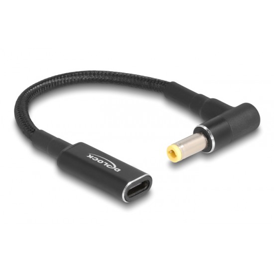 DELOCK καλώδιο τροφοδοσίας 60040, USB-C σε 5.5x2.5mm, 15cm, μαύρο