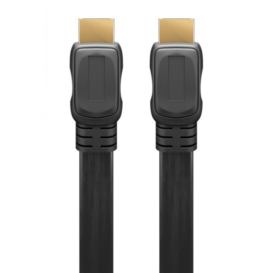 GOOBAY καλώδιο HDMI 2.0 με Ethernet 61278, flat, 18Gbit/s, 4K, 1.5m, μαύρο