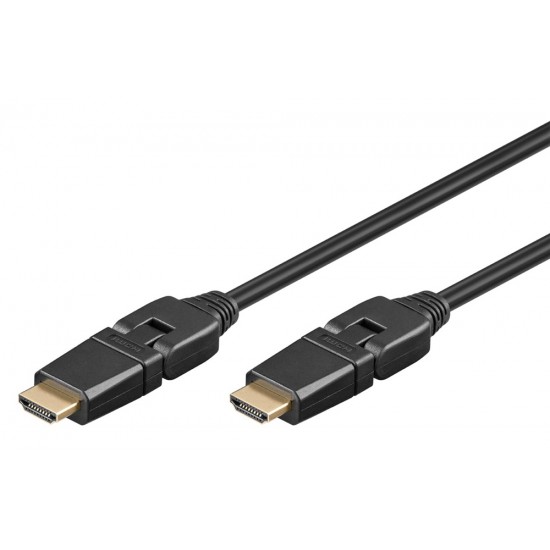 GOOBAY καλώδιο HDMI 61292, 360° βύσμα, 4K, 10,2Gbit/s, 5m, μαύρο