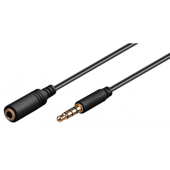 GOOBAY προέκταση καλωδίου ήχου 3.5mm 62480, 4 pin stereo, CU, 3m, μαύρο