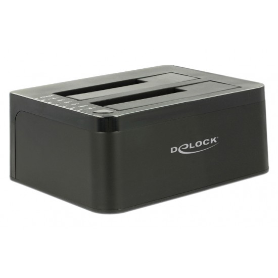 DELOCK docking station 62661, clone function, 2x HDD/SSD, 6Gb/s, μαύρο