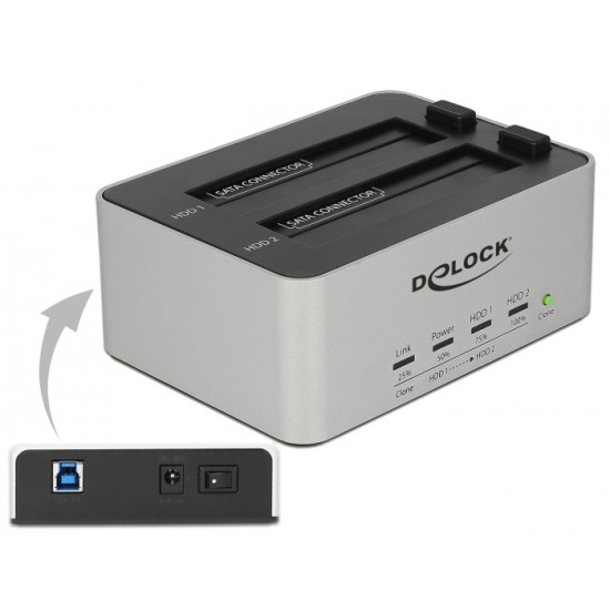 DELOCK docking station 63991, clone function, 2x 2.5/3.5