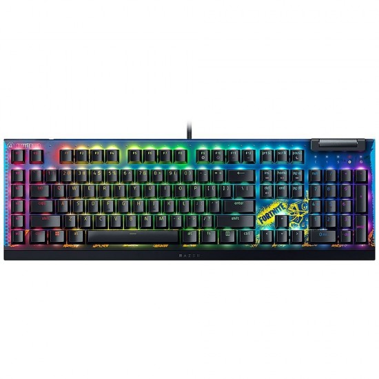 Razer BLACKWIDOW V4 X FORTNITE + SKIN - RGB Gaming Mechanical Keyboard - Macro Keys - Yellow Linear