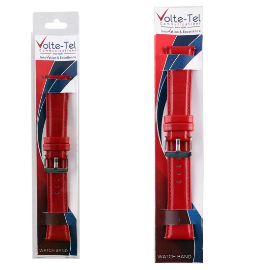 VOLTE-TEL ΛΟΥΡΑΚΙ ΡΟΛΟΓΙΟΥ ΔΕΡΜΑΤΙΝΟ UNIVERSAL 22mm RED