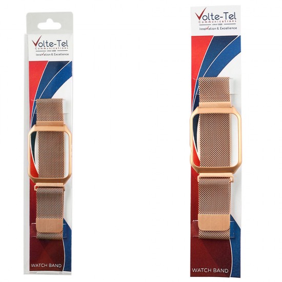 VOLTE-TEL ΛΟΥΡΑΚΙ ΜΕΤΑΛΛΙΚΟ ΜΕ ΠΛΑΙΣΙΟ APPLE WATCH 42mm/WATCH 2/WATCH 3 22mm GOLD