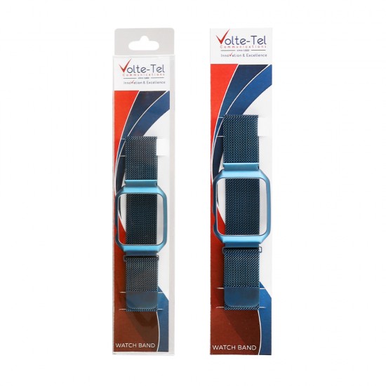 VOLTE-TEL ΛΟΥΡΑΚΙ ΜΕΤΑΛΛΙΚΟ ΜΕ ΠΛΑΙΣΙΟ APPLE WATCH 38mm /WATCH 2/WATCH 3 22mm BLUE