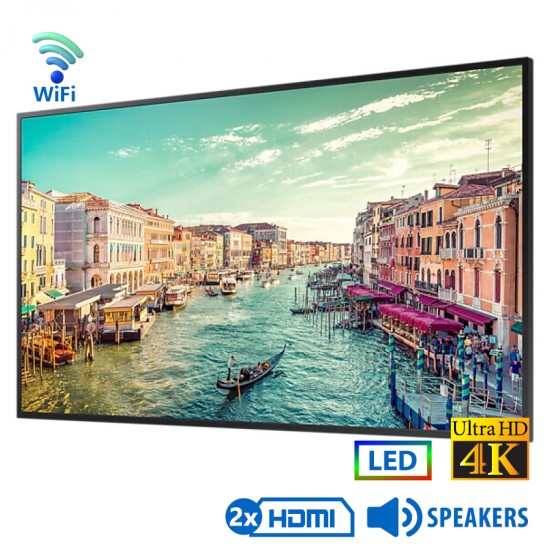 Used Signage Display QM55R WiFi LED/Samsung/65\\"Ultra HD 4k/3840x2160/Black/w/Speakers/DVI-D & DP & 2