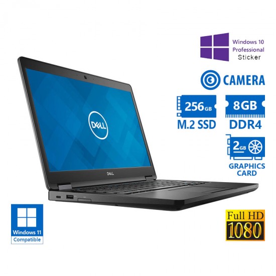 Dell (A-) Latitude 5491 i5-8400H/14"FHD/8GB DDR4/256GB M.2 SSD/No ODD/Nvidia 2GB/Camera/10P Grade A-