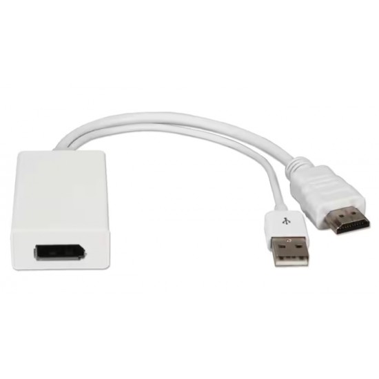 POWERTECH αντάπτορας HDMI σε DisplayPort CAB-H162, USB, 4K, λευκός