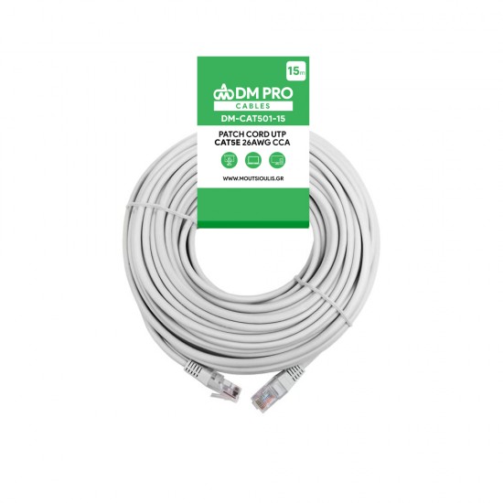 Patch cord UTP cat5e 15m γκρι DM PRO