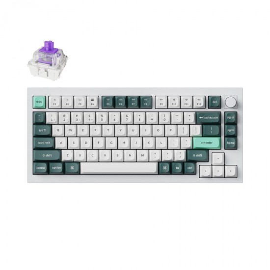 Keychron Q1 HE (Q1H-P1) QMK White Wireless Custom Hall Effect Keyboard Purple Switch US Layout