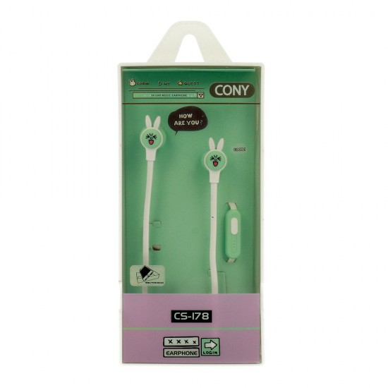 Earphones CASNI - CS-178 with microphone Green