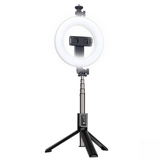 Selfie Stick - with detachable bluetooth remote control, tripod and ring lamp - P40D-2 Black