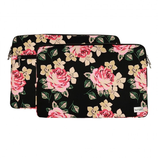 Wonder Sleeve Laptop 13-14 inches black and roses