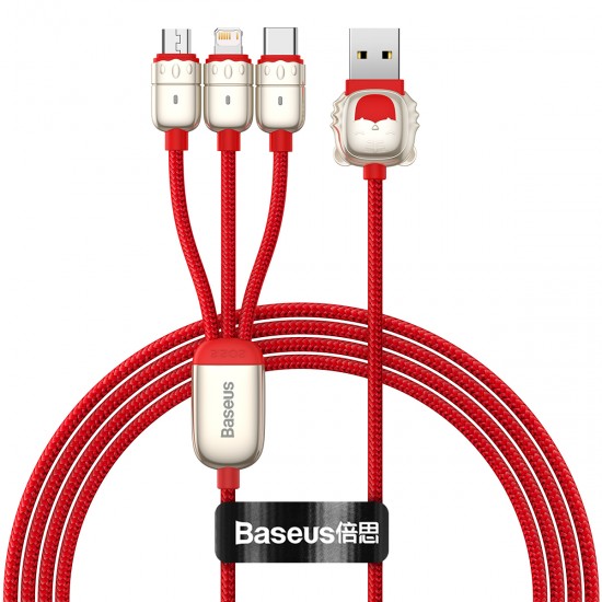 Baseus Cable Year of the Tiger 3 in 1 - USB to Type C, Lightning, Micro USB - 3,5A 1,2 metres (CASX010009) red