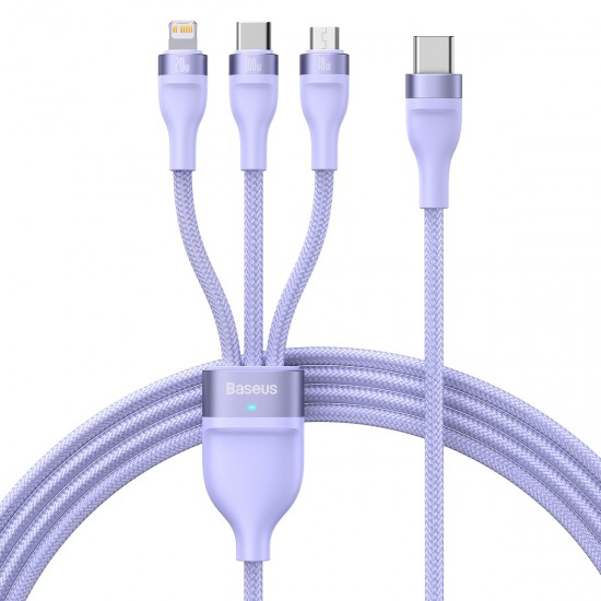 Baseus Cable Flash Series II 3 in 1 - Type C to Type C, Lightning, Micro USB - 100W 1,5 metres (CASS030205) purple