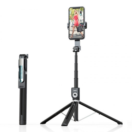 Selfie Stick - with detachable bluetooth remote control and tripod - P81 1,6 metres BLACK