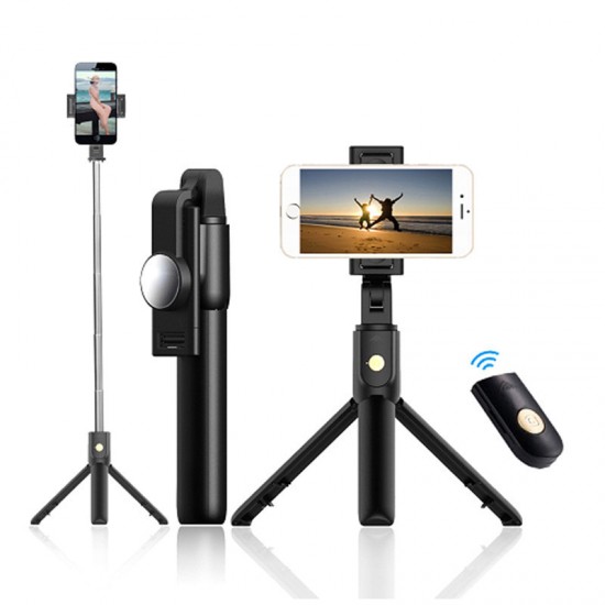 Selfie Stick - with detachable bluetooth remote control and tripod - K10 BLACK